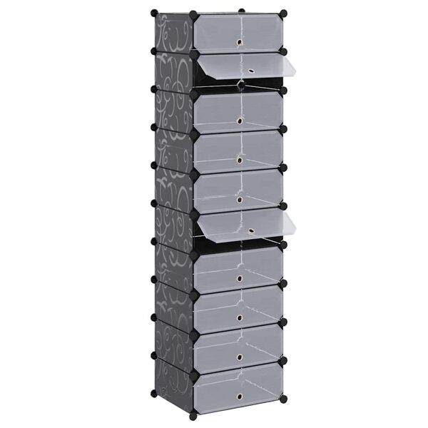 vidaXL Organizator de pantofi interconectat, 10 compartimente, negru