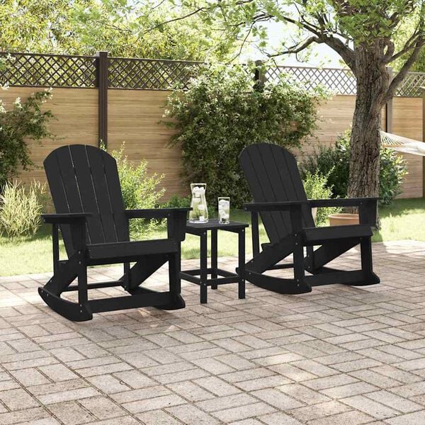 vidaXL Set de lounge pentru grădină 3 pcs Negru HDPE