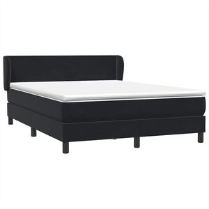 vidaXL Pat box spring cu saltea, negru, 160x210 cm, catifea