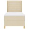 vidaXL Pat cu arcuri cu saltea cu headboard Crem 90 x 190 cm țesătură