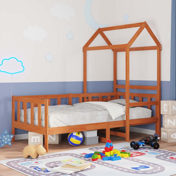 vidaXL Set de Pat pentru Zi 2 pcs Maroniu cerat Lemn de pin masiv