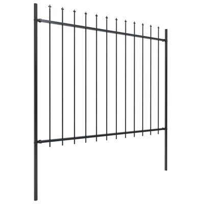 vidaXL Gard de grădină cu vârf suliță, negru, 13,6 x 1,5 m, oțel