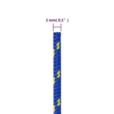 vidaXL Frânghie de barcă, albastru, 3 mm, 100 m, polipropilenă