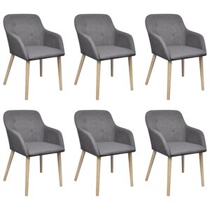vidaXL Scaune bucătărie 6 buc, gri deschis, textil & lemn stejar masiv