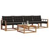 vidaXL Set de canapele de exterior cu pernă 5 pcs Natural și Negru