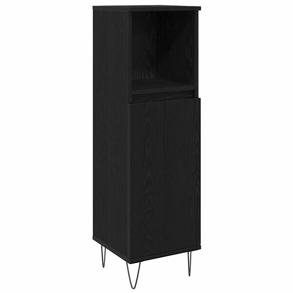 vidaXL Set de mobilier pentru baie 3 pcs Stejar Negru Lemn compozit