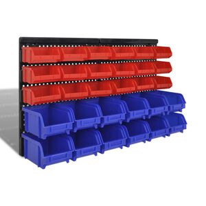 Set coș depozitare pt garaj, montat pe perete 30 buc albastru, plastic