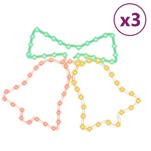 vidaXL Figurine clopoței de Crăciun cu 72 LED-uri, 3 buc., 50x56 cm