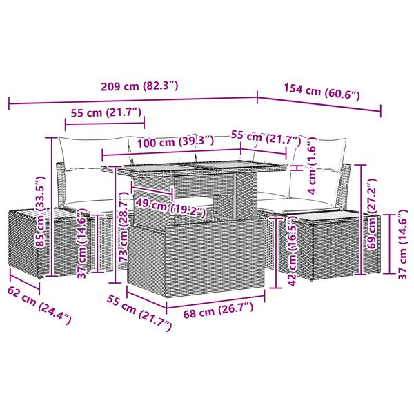 vidaXL Set de canapele pentru grădină 5 pcs Negru Rattan poli