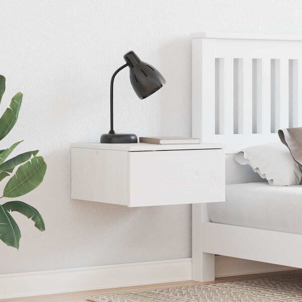 vidaXL Noptieră 2 pcs Alb 37 x 35 x 18,5 cm Lemn masiv de pin