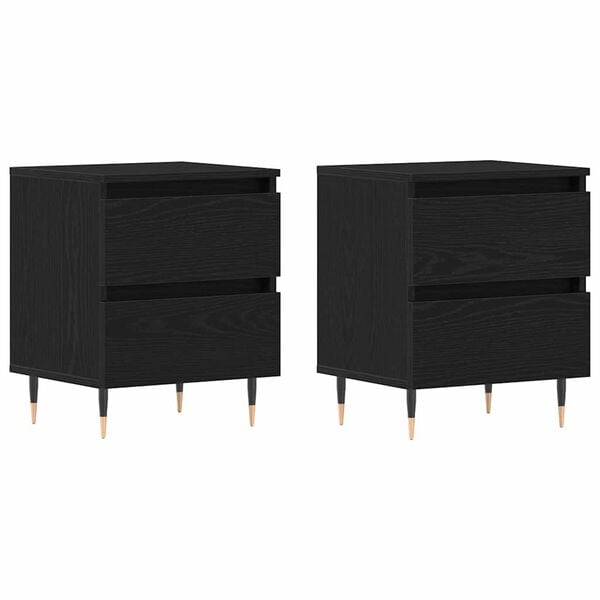 vidaXL Dulap de noapte cu sertar 2 pcs Stejar Negru 40 x 35 x 50 cm