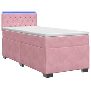 vidaXL Pat box spring cu saltea și LED Roz 80 x 200 cm Catifea