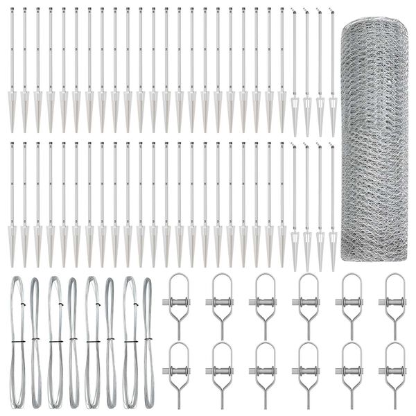 vidaXL St&acirc;lp de gard. Argintiu 100 x 1 m (plasă de 25 mm) Oțel