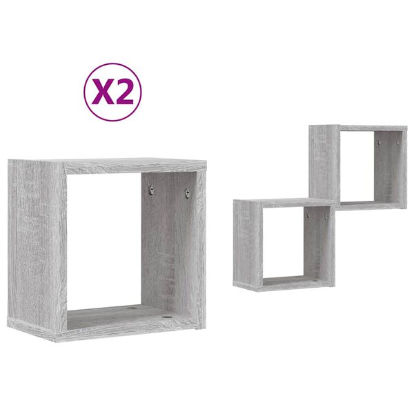 vidaXL Șemele de perete 2 pcs Gri Sonoma 26 x 15 x 26 cm Lemn compozit