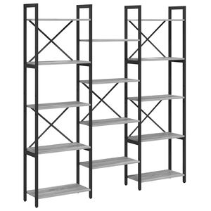 vidaXL Raft pentru cărți sonoma gri 156 x 25 x 167 cm Lemn compozit