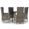 vidaXL Set mobilier grădină cu perne, 5 piese, negru și gri, poliratan