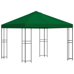 vidaXL Foișor 3 x 3 m Verde Poliester și oțel 190 gsm