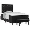 vidaXL Pat cu arcuri cu saltea cu headboard Negru 120 x 190 cm Catifea