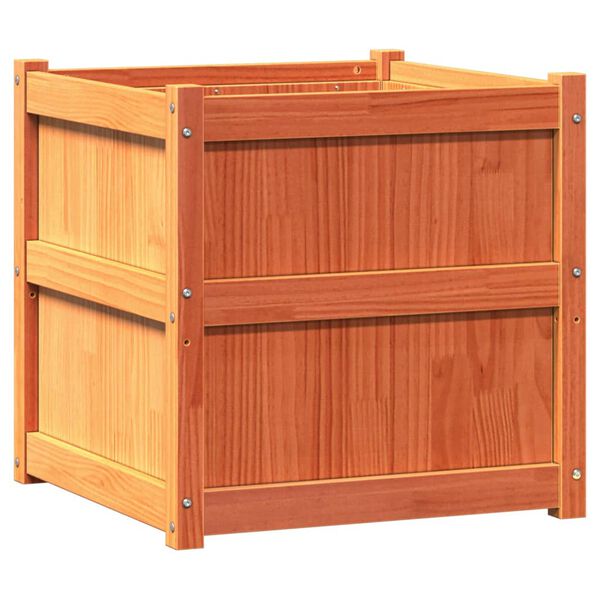 vidaXL Jardinieră de grădină, maro ceruit, 60x60x60 cm, lemn masiv pin