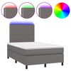 vidaXL Pat cu arcuri, saltea și LED, gri, 120x200 cm, piele ecologică