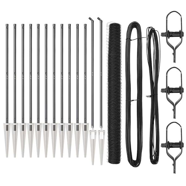 vidaXL St&acirc;lp de gard. Gri 25 x 1,5 m (plasă de 50 mm) Oțel