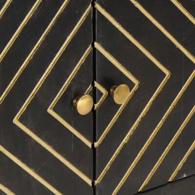vidaXL Servantă, negru & auriu, 120 x 30 x 75 cm, lemn masiv de mango