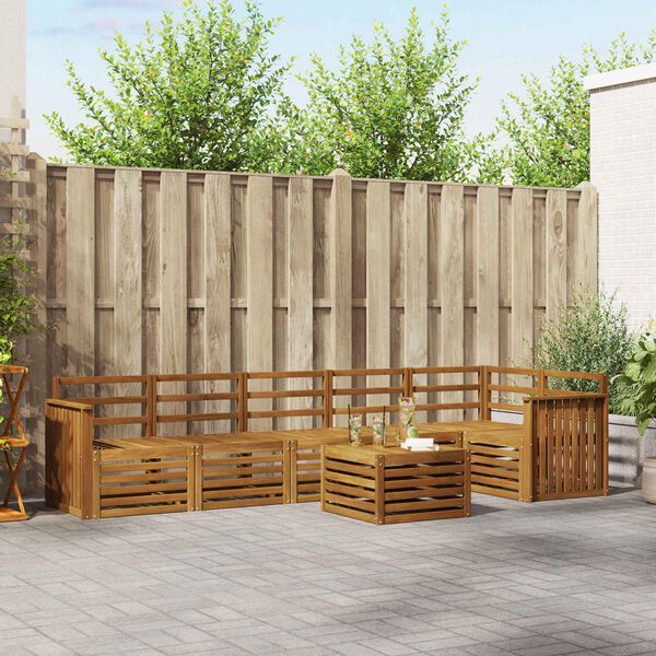 vidaXL Set canapea sectională 7 pcs natural Lemn Solid de Acacia