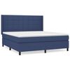 vidaXL Pat continental cu saltea, albastru, 160x200cm, material textil