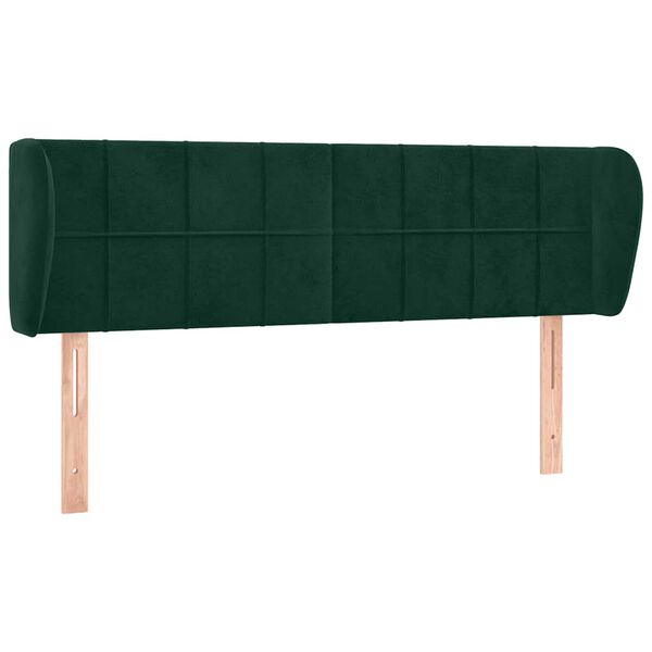 vidaXL Tăblie de pat cu aripioare verde &icirc;nchis 147x23x78/88 cm catifea