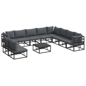 vidaXL Set de canapele pentru grădină 11 buc. Negru Aluminiu