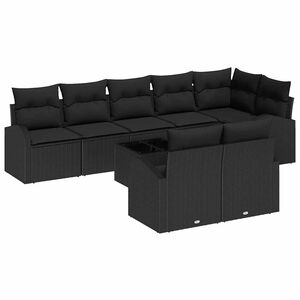 vidaXL Set de canapele pentru grădină cu pernă 9 pcs Negru poliratan