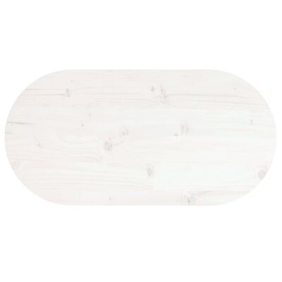 vidaXL Blat de masă, alb, 60x30x2,5 cm, lemn masiv de pin, oval