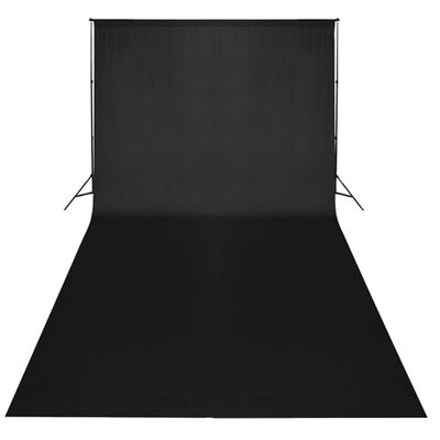 vidaXL Kit studio foto, fundal negru, 600 x 300 & lumini