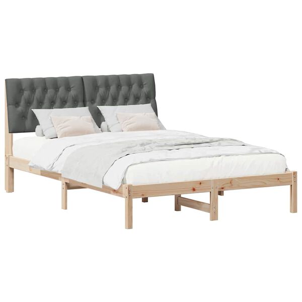 vidaXL Cadru de pat cu tăblie tapițată cu headboard Maro 135 x 190 cm