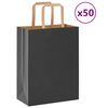 vidaXL Pungi de h&acirc;rtie 50 buc cu m&acirc;nere negre 21x11x28 cm