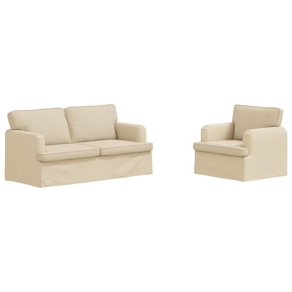vidaXL Canapea 2 pcs Crem 162 x 80 x 85 cm țesătură
