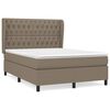 vidaXL Pat box spring cu saltea, gri taupe, 140x200 cm, textil