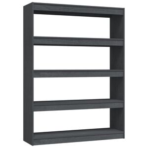 vidaXL Bibliotecă/Separator cameră gri 100x30x135,5 cm lemn masiv pin