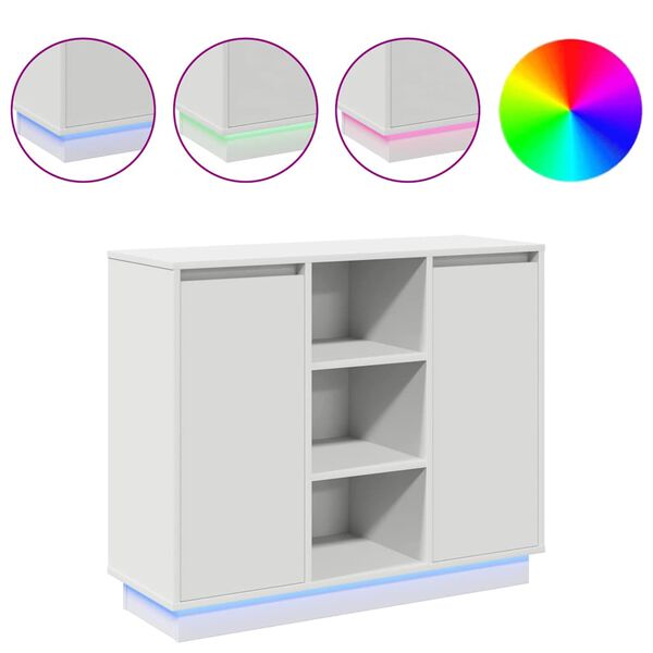 vidaXL Bufet LED cu raft cu ușă Alb 90 x 32 x 75 cm Lemn compozit