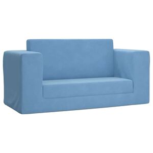 vidaXL Canapea extensibilă de copii cu 2 locuri, albastru, pluș moale