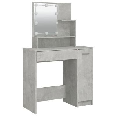 vidaXL Masă de toaletă cu LED, gri beton, 86,5x35x141 cm