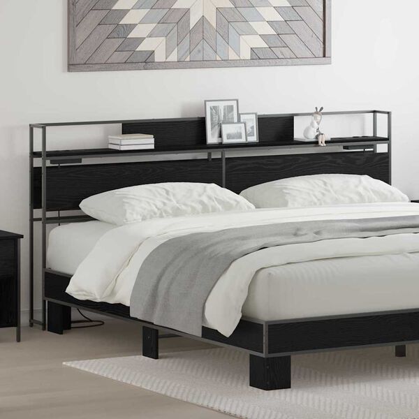 vidaXL Tăblie de depozitare cu raft Stejar negru 200 cm Lemn compozit