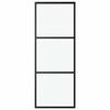 vidaXL Ușă glisantă cu 3 panouri, negru, 76x205 cm, sticlă ESG și aluminiu