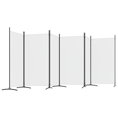 vidaXL Paravan cameră cu 6 panouri, alb, 520x180 cm, textil
