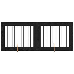 vidaXL Poartă pentru c&acirc;ini cu suporturi 2 pcs Stejar Negru 100 x 80 cm