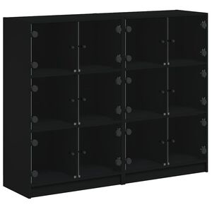 vidaXL Bibliotecă cu uși, negru, 136x37x109 cm, lemn compozit