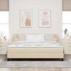 vidaXL Pat cu arcuri cu saltea cu headboard Crem 180 x 200 cm țesătură