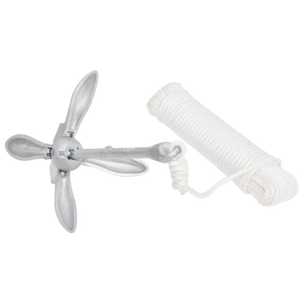 vidaXL Ancoră pliabilă cu funie, 4 kg, fontă galvanizată la cald
