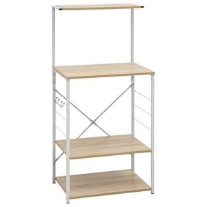 vidaXL Dulap microunde, alb/stejar, 60x39,6x123 cm, lemn prelucrat