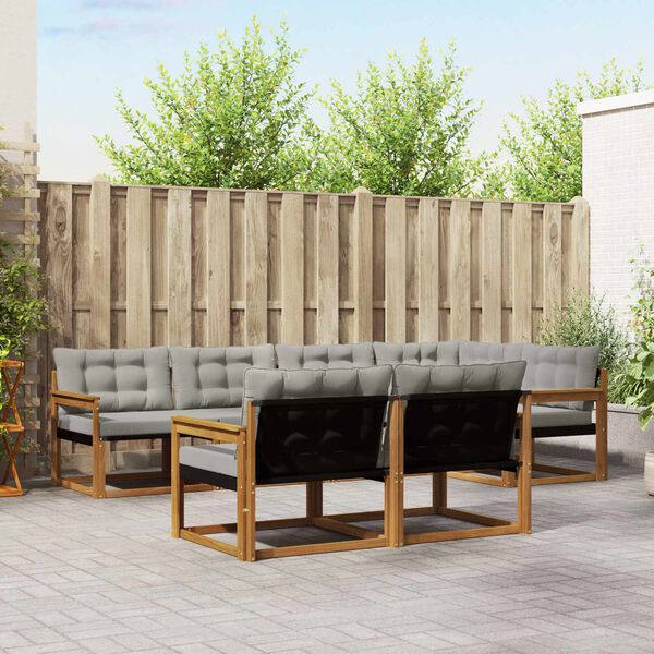 vidaXL Set de canapele de exterior 7 pcs Gri natural și deschis